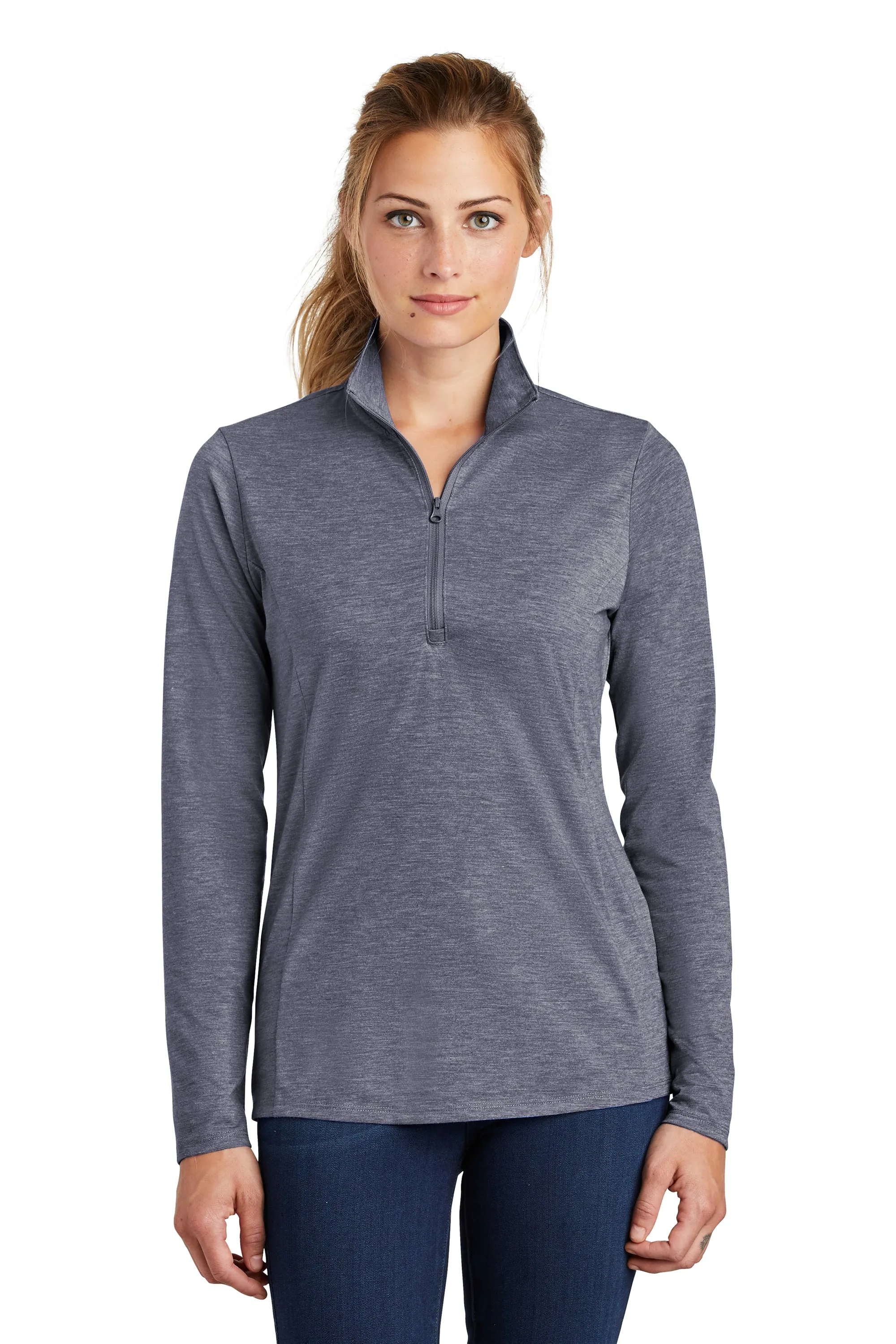 Sport-Tek  Ladies PosiCharge  Tri-Blend Wicking 1/4-Zip Pullover