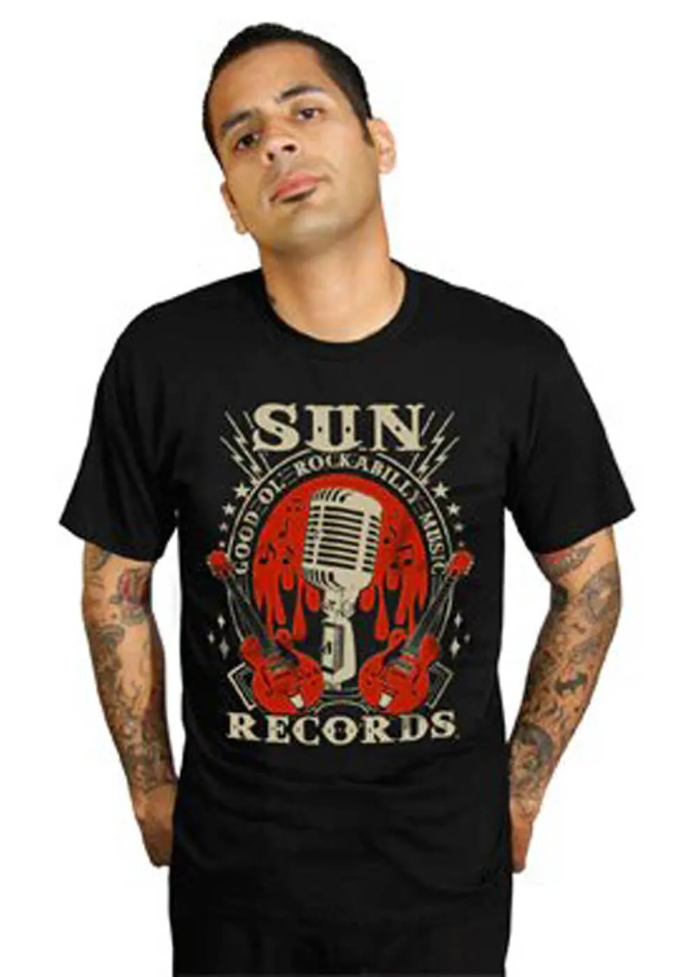 Steady Clothing Men's Sun Records Rockabilly Music T-Shirt Black