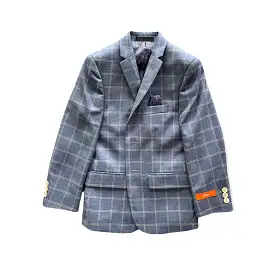 Tallia Boys Light Blue Denim Windowpane Sports Jacket XZ0034