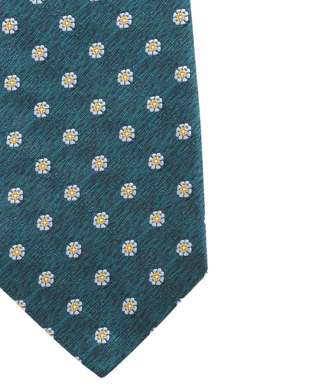 Teal and Yellow Sunflower Silk Tie