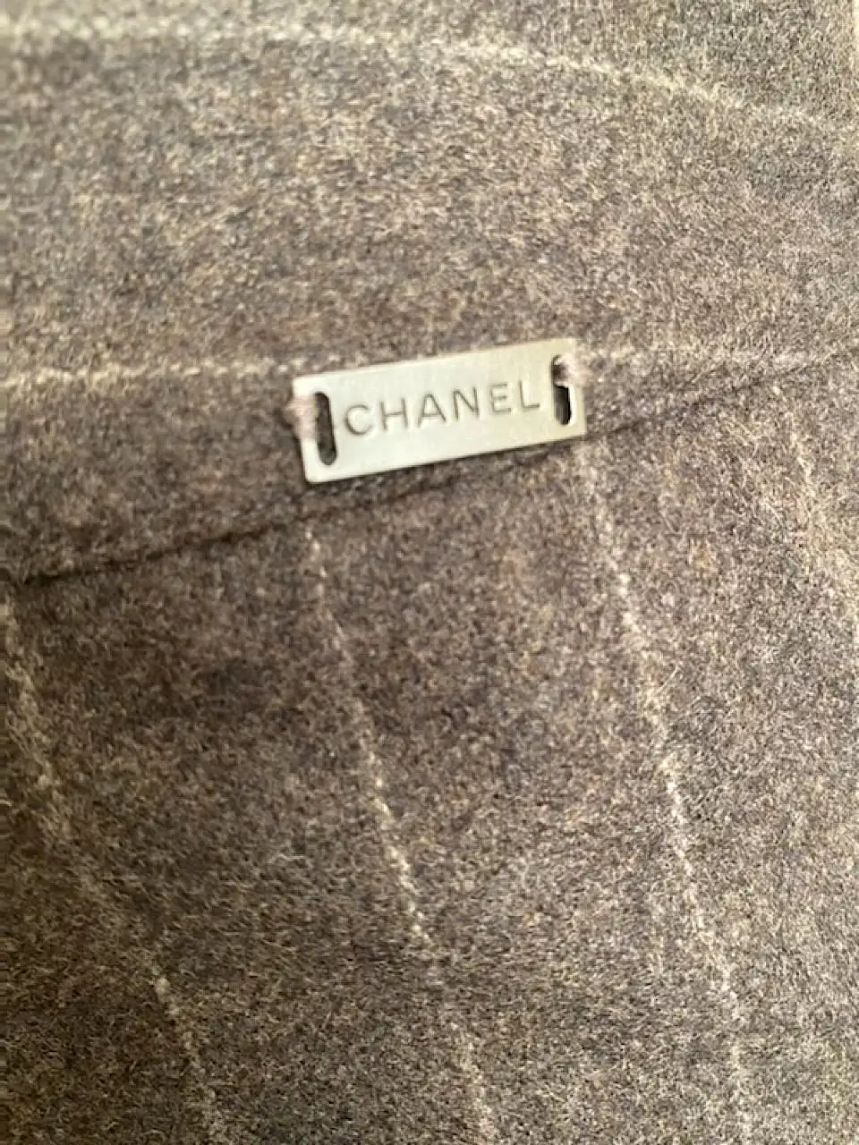 Vintage Chanel Identification 99A, 1999 Fall Gray Brown Pinstripe Pant Suit Set FR 34 US 2