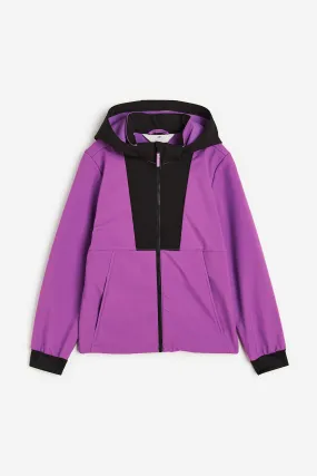 Water-resistant softshell jacket - Long sleeve - Regular length - Purple/Black - Kids | H&M GB