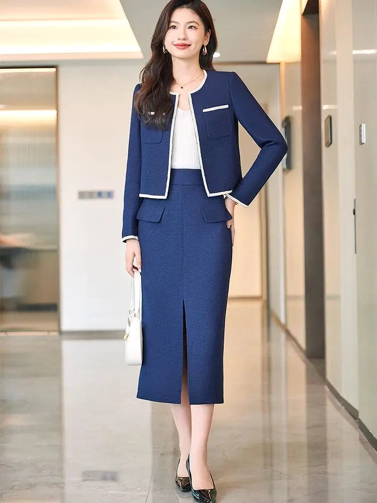 Winter Women Skirt Suit, Long With Front Slit