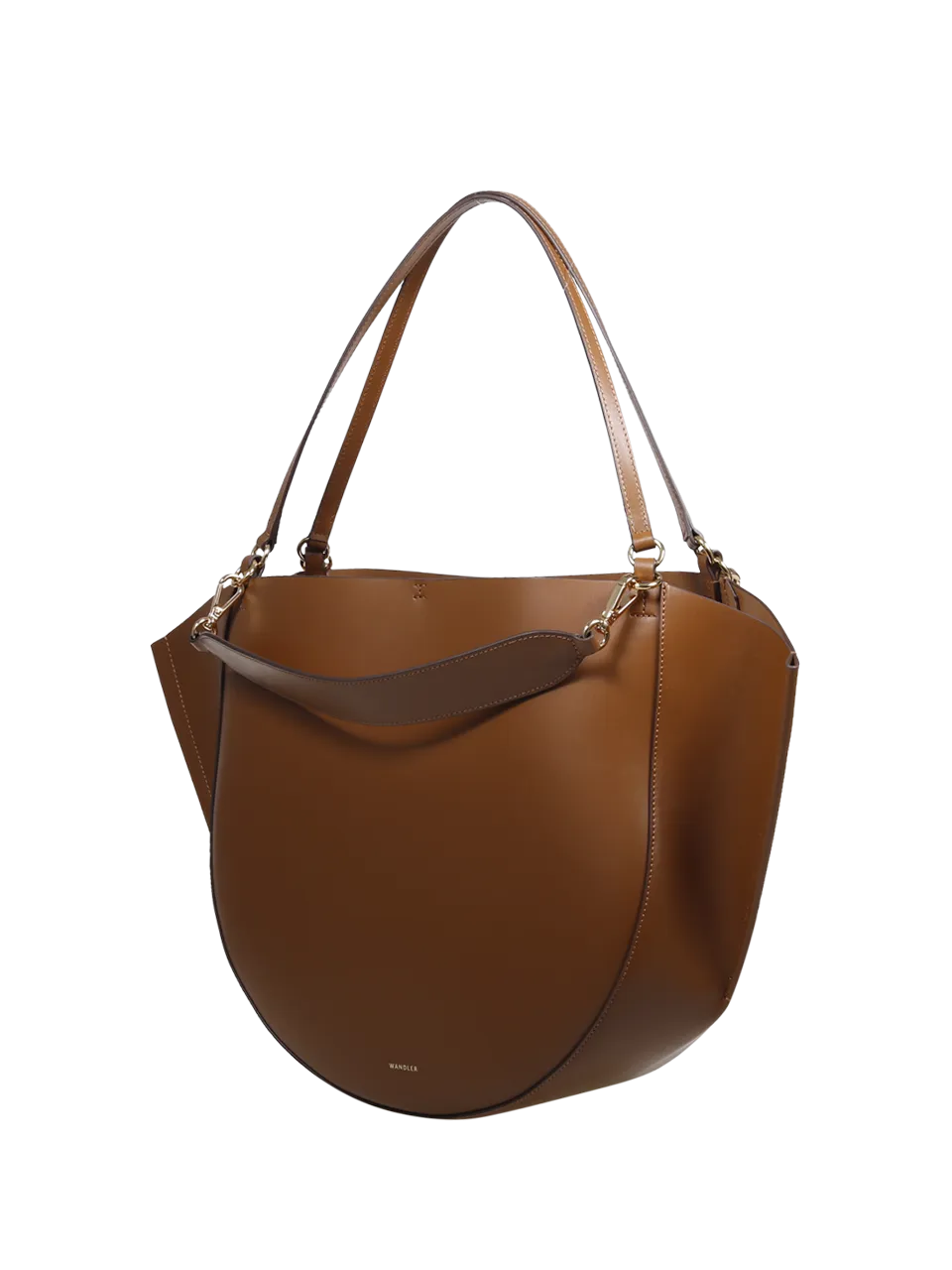 WOMAN WANDLER BROWN CALF LEATHER MIA TOTE BAG