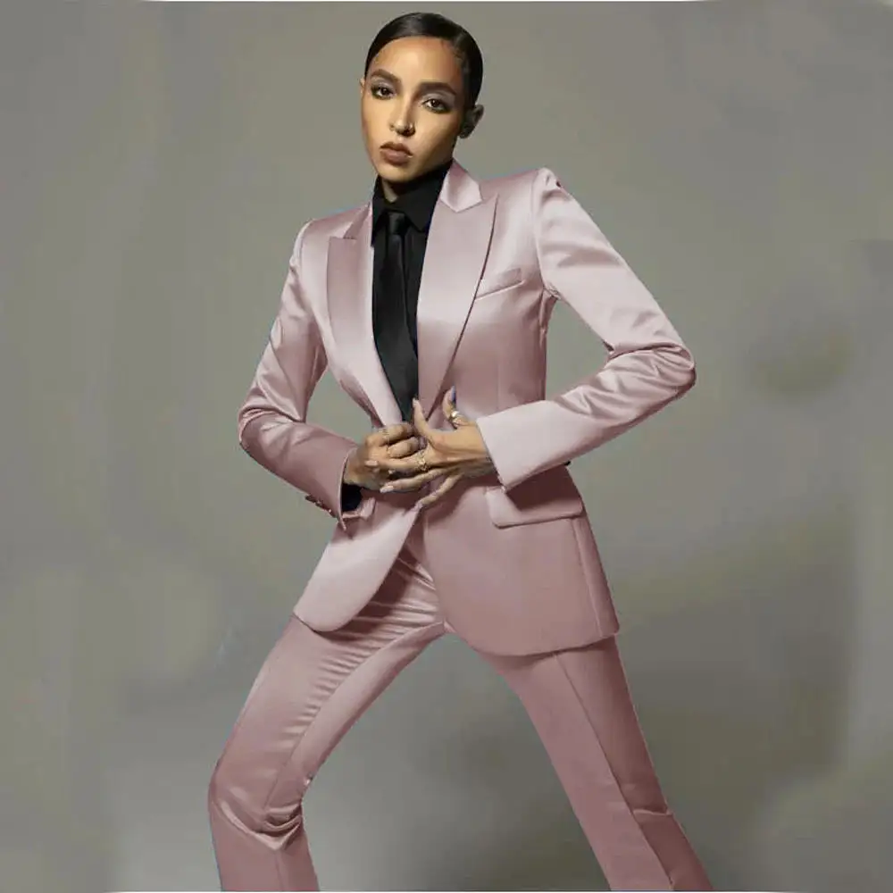 Women's Clothing Set 2 Pieces Modern Women's Satin Suit Set-up Two Piece Pant Sets Womens