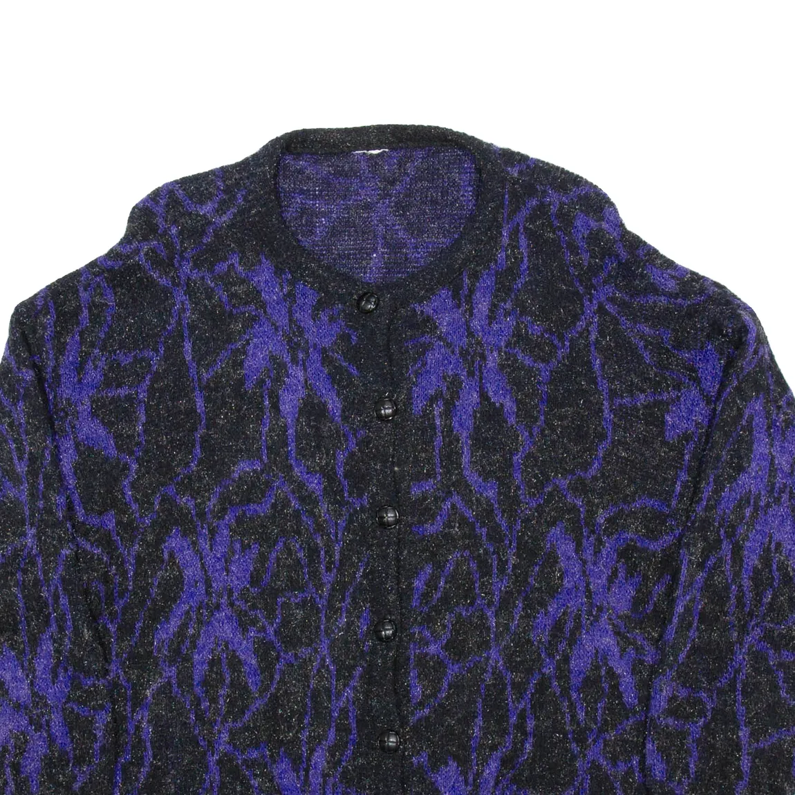 Womens Patterned Cardigan Purple Crazy Pattern Chunky Knit L