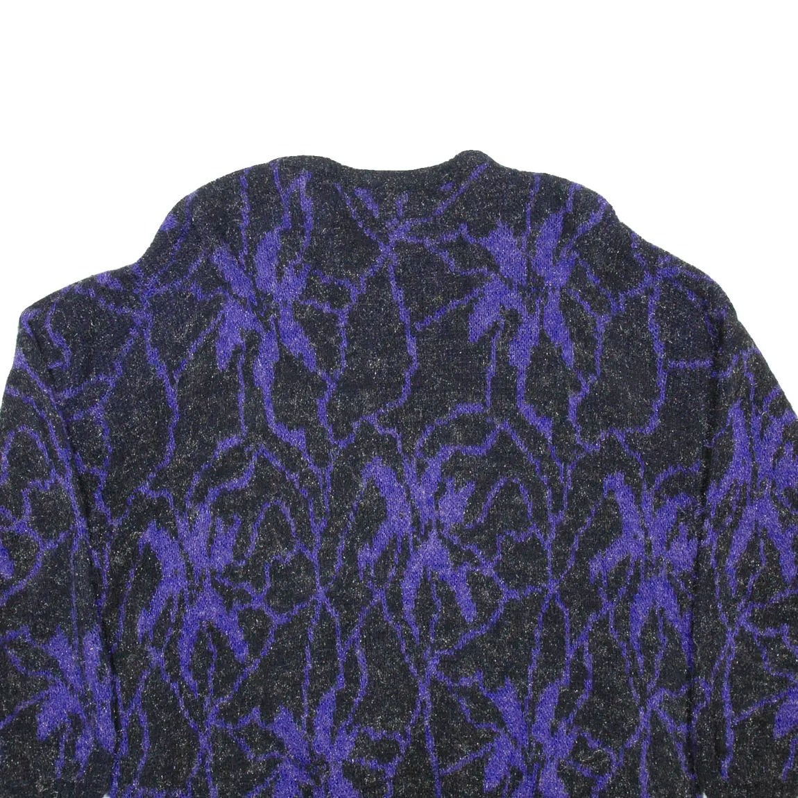 Womens Patterned Cardigan Purple Crazy Pattern Chunky Knit L