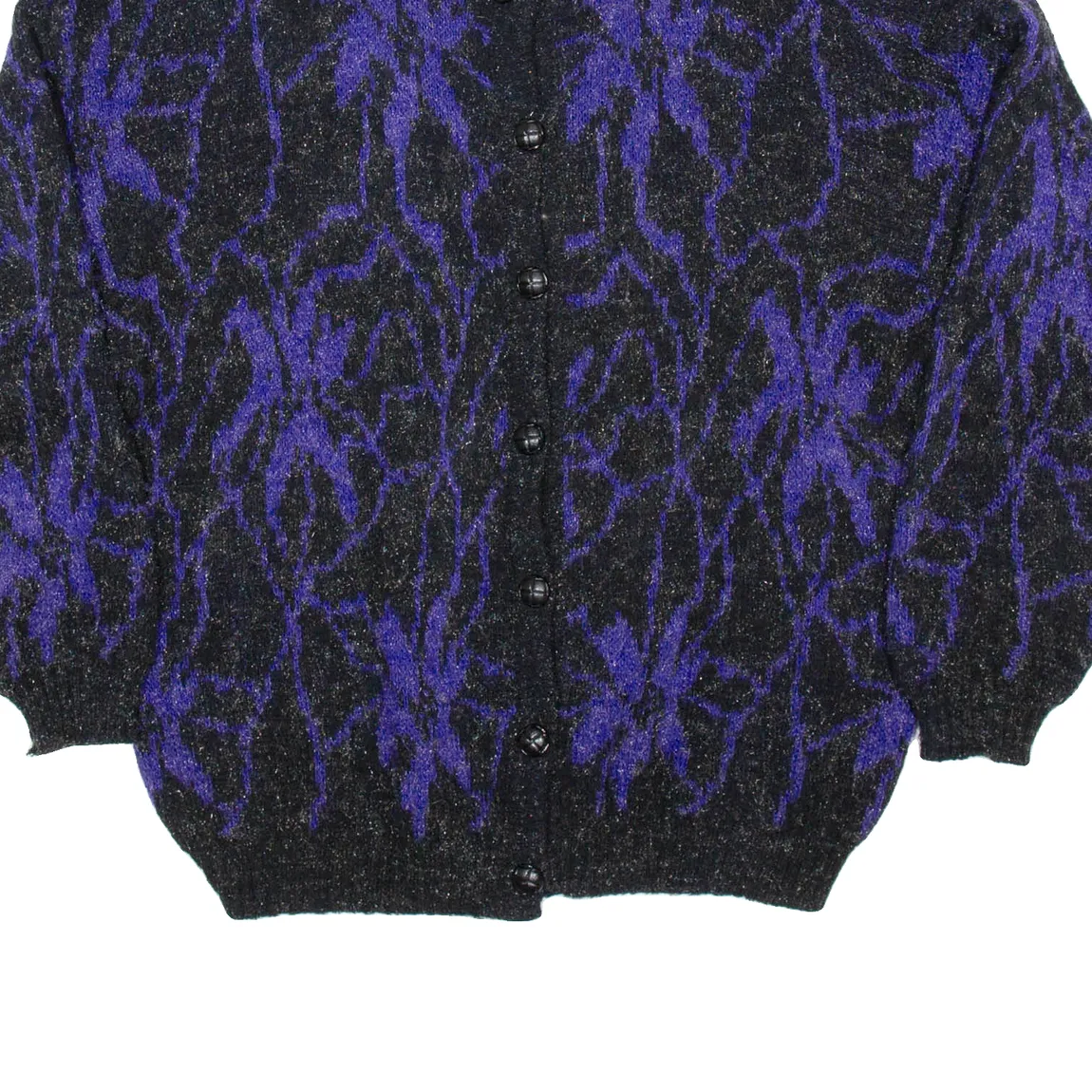 Womens Patterned Cardigan Purple Crazy Pattern Chunky Knit L