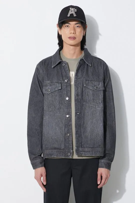 Wood Wood denim jacket Ivan Denim men's black color 12315107.7051