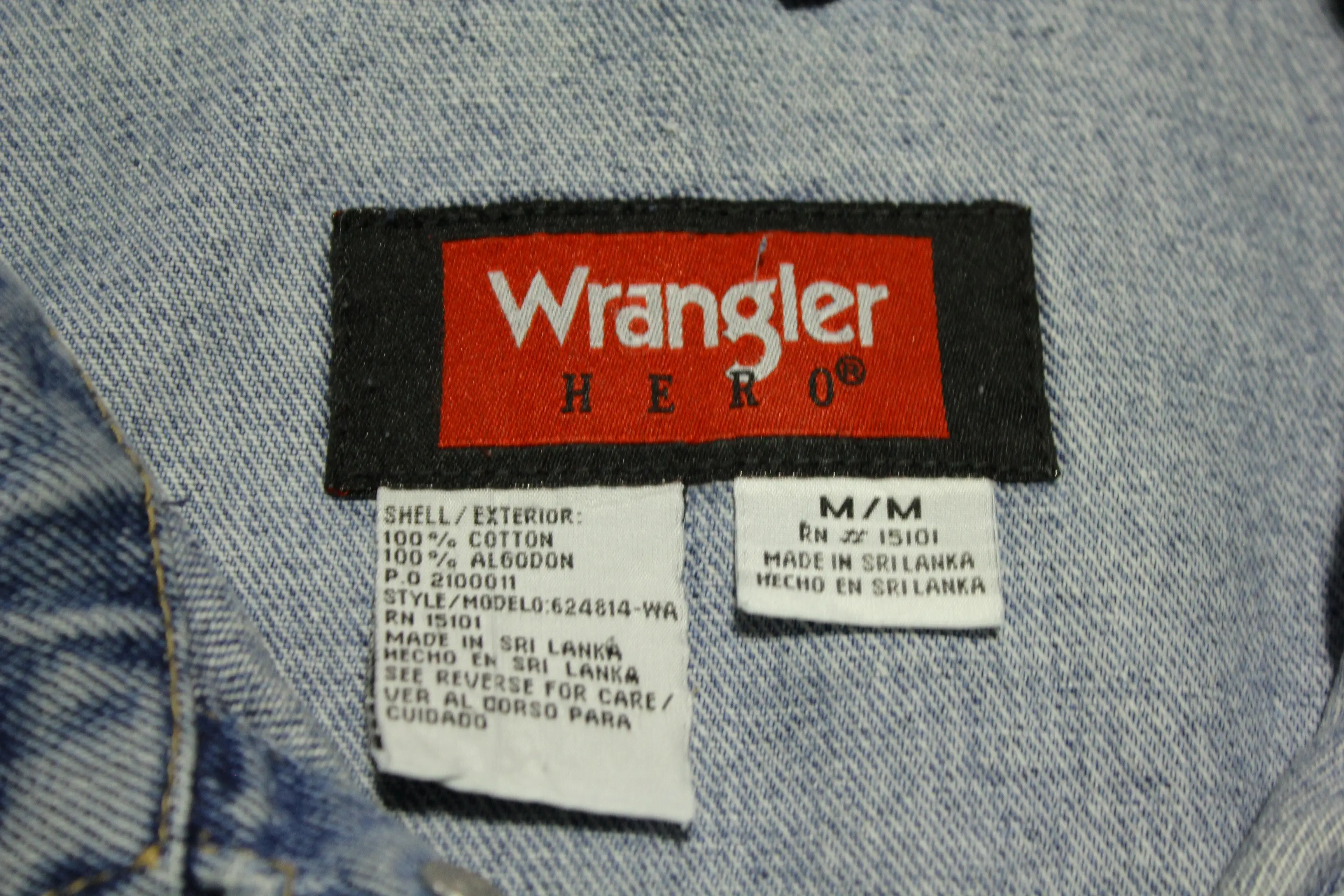 Wranglers Hero Vintage 90's Denim Blue Trucker Jean Jacket 2 Side Pockets